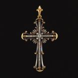 Spanish Colonial Revival Three-Color Gold and Diamond Cross