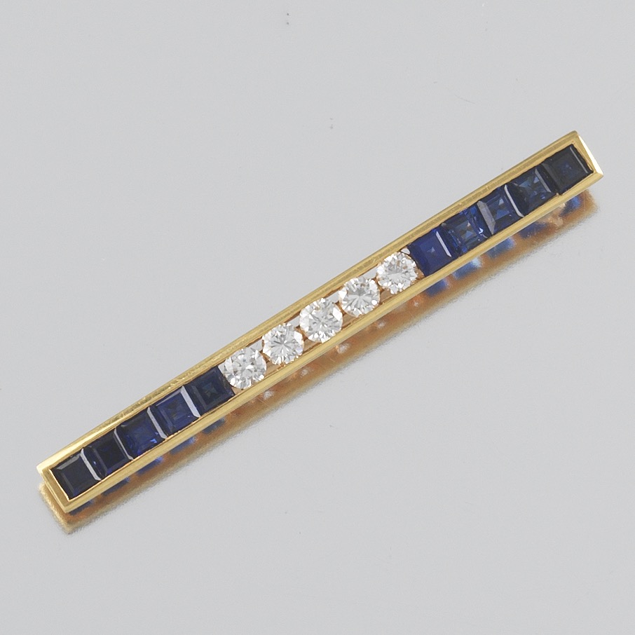 Sapphire and Diamond Bar Brooch