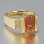 Ladies' Gold and Amber Citrine Vintage Modernist Ring