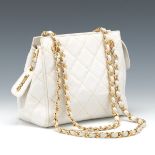 Chanel White Caviar Leather Shoulder Bag, ca. 1996