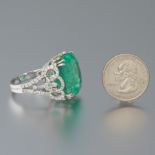 Impressive Ladies' Gold, 36.53 ct Natural Beryl Emerald and Diamond Cocktail Ring, GIA Report 52122