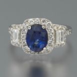 Ladies' Sapphire and Diamond Ring, GIA Report and AIG Report