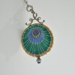 MARCUS & Co, NEW YORK ART-DECO ENAMEL PENDANT WATCH WITH CHAIN