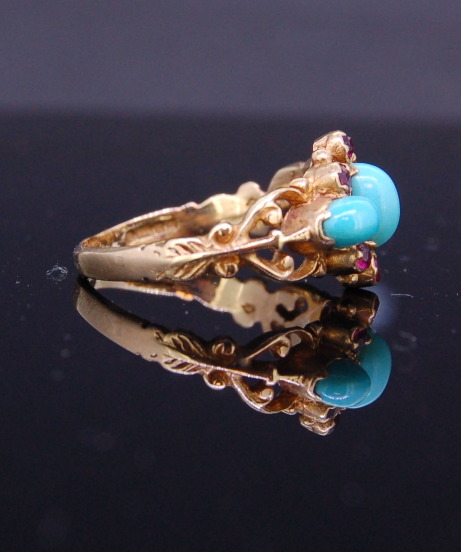 ANTIQUE TURQUOISE AND GEMSTONE RING - Image 2 of 3