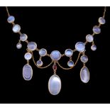 ANTIQUE MOONSTONE AND RUBY NECKALCE