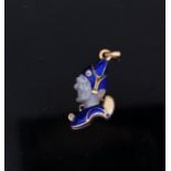 ANTIQUE MOONSTONE AND ENAMEL JESTER