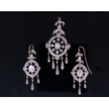 ANTIQUE DIAMOND PENDANT AND EARRING SET