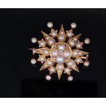 ANTIQUE PEARL AND DIAMOND STAR BROOCH