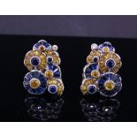 PAIR OF SAPPHIRE AND DIAMOND EARCLIPS