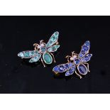 2 GEM SET FLY BROOCHES.