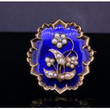 ANTIQUE FORGET ME NOT PEARL AND ENAMEL BROOCH