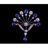 A SAPPHIRE AND DIAMOND BROOCH