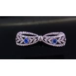 ANTIQUE SAPPHIRE AND DIAMOND BOW BROOCH