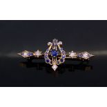 ANTIQUE SAPPHIRE AND DIAMOND LIER BROOCH