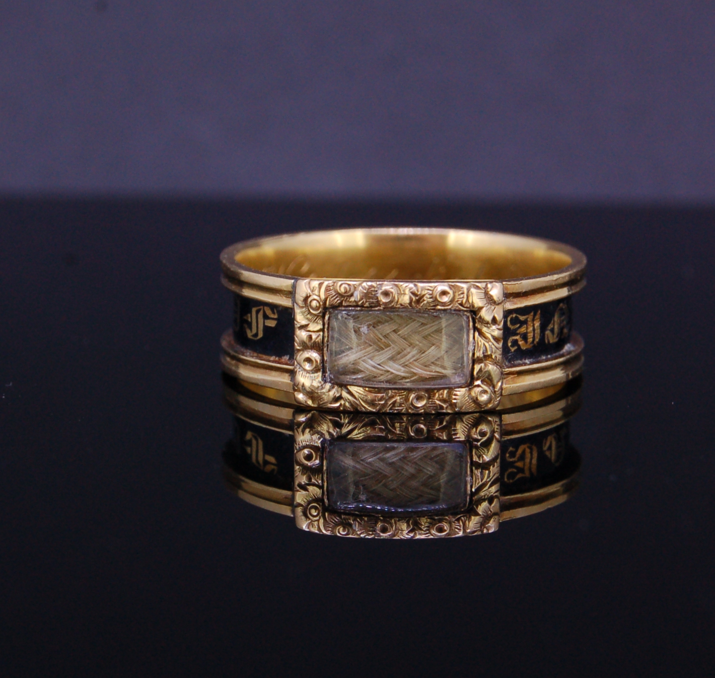 ANTIQUE ENAMEL MOURNING RING