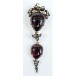 ANTIQUE GARNET AND DIAMOND DROP PENDANT