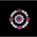 ANTIQUE RUBY AND DIAMOND BROOCH