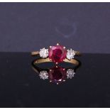 SPINEL AND DIAMOND 3-STONE RING