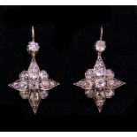 PAIR OF ANTIQUE DIAMOND STAR DROP EARRINGS