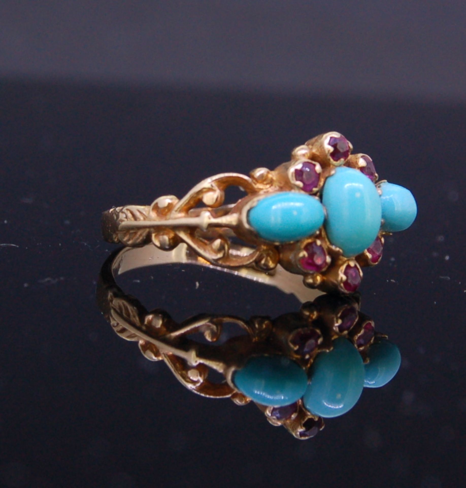 ANTIQUE TURQUOISE AND GEMSTONE RING - Image 3 of 3