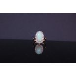 ANTIQUE OPAL AND DIAMOND CLUSTER RING