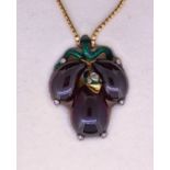 ANTIQUE GARNET ENAMEL SNAKE PENDANT