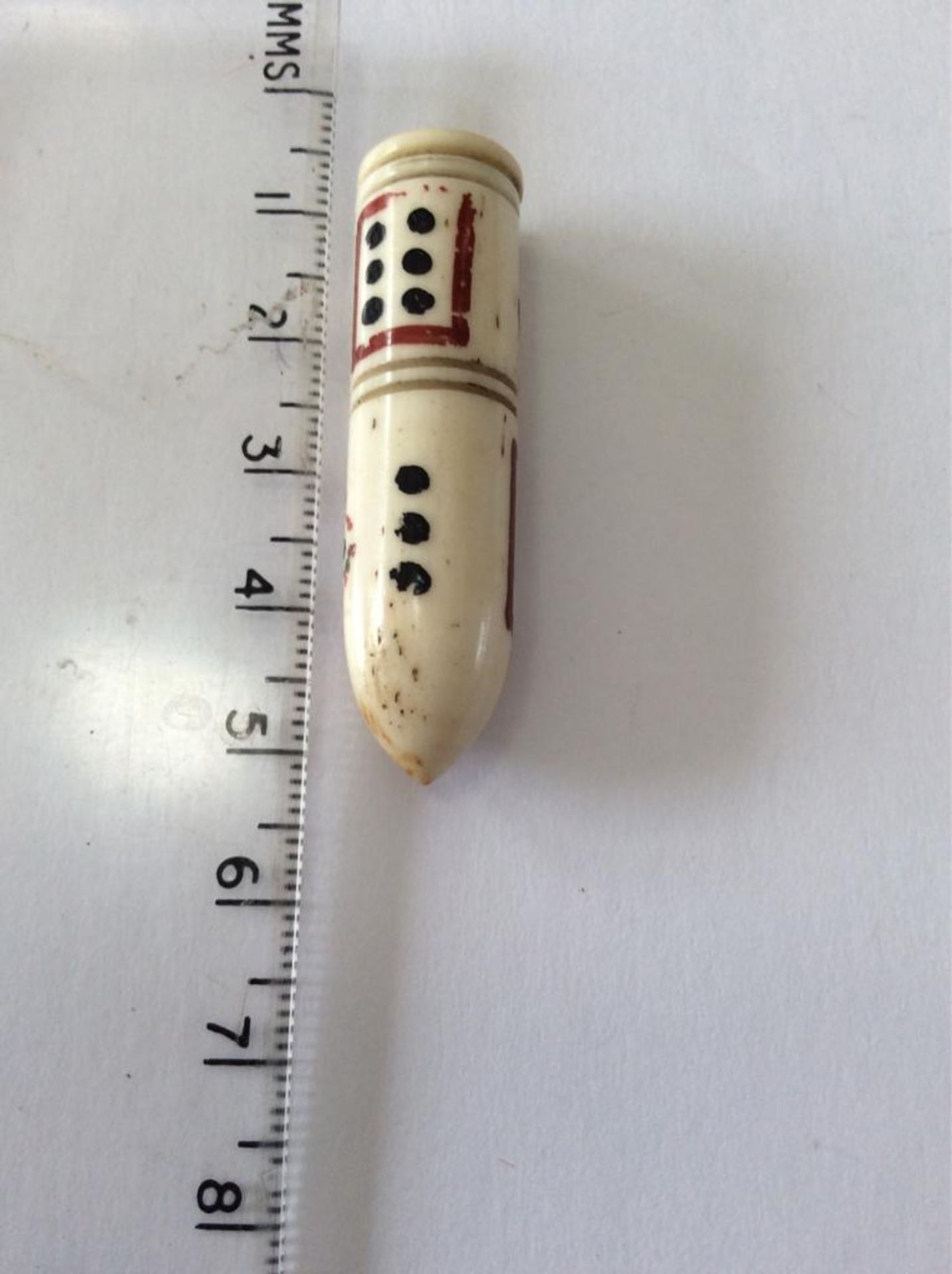 TRENCH ART, CARVED BONE DICE HOLDER - Image 2 of 2