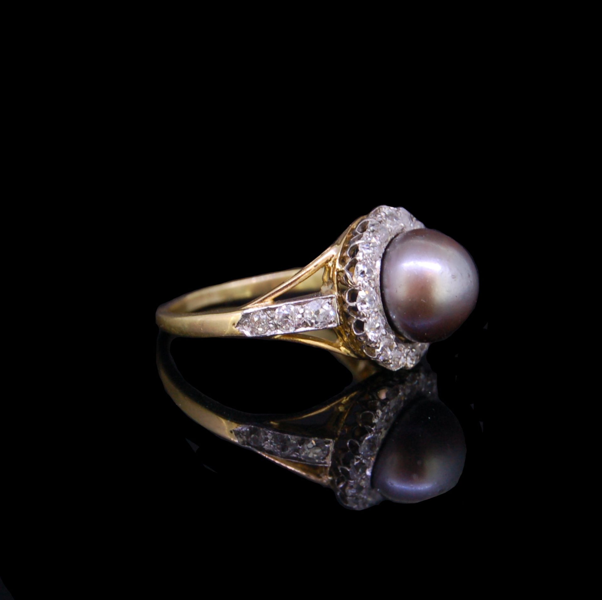 PEARL AND DIMAOND CLUSTER RING - Bild 2 aus 4