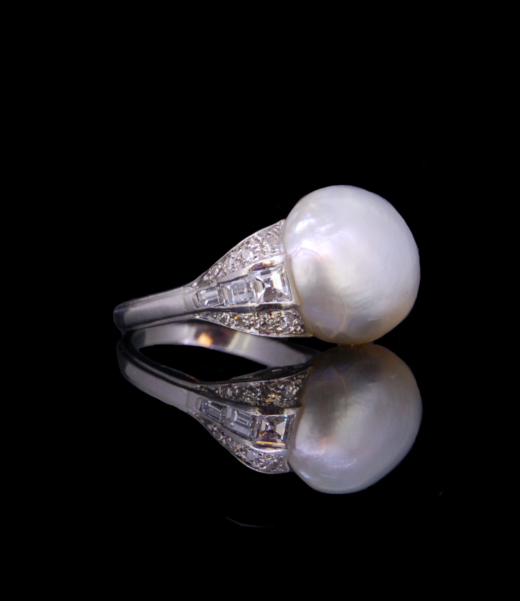 AN NATURAL PEARL AND DIAMOND RING - Bild 2 aus 4