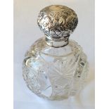 GLOBE SILVER HINGED TOPPED ANTIQUE PERFUME BOTTLE