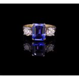 TANZANITE AND DIAMOND RING