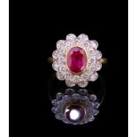 RUBY AND DIAMOND CLUSTER RING