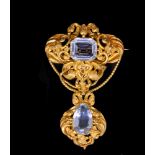 ANTIQUE AQUAMARINE DROP BROOCH