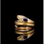 ANTIQUE SAPHIRE AND DIAMOND SNAKE RING