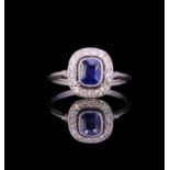 ART DECO SAPPHIRE AND DIAMOND CLUSTER RING