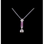 RUBY AND DIAMOND DROP PENDANT NECKLACE
