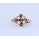 ANTIQUE RUBY AND PEARL RING