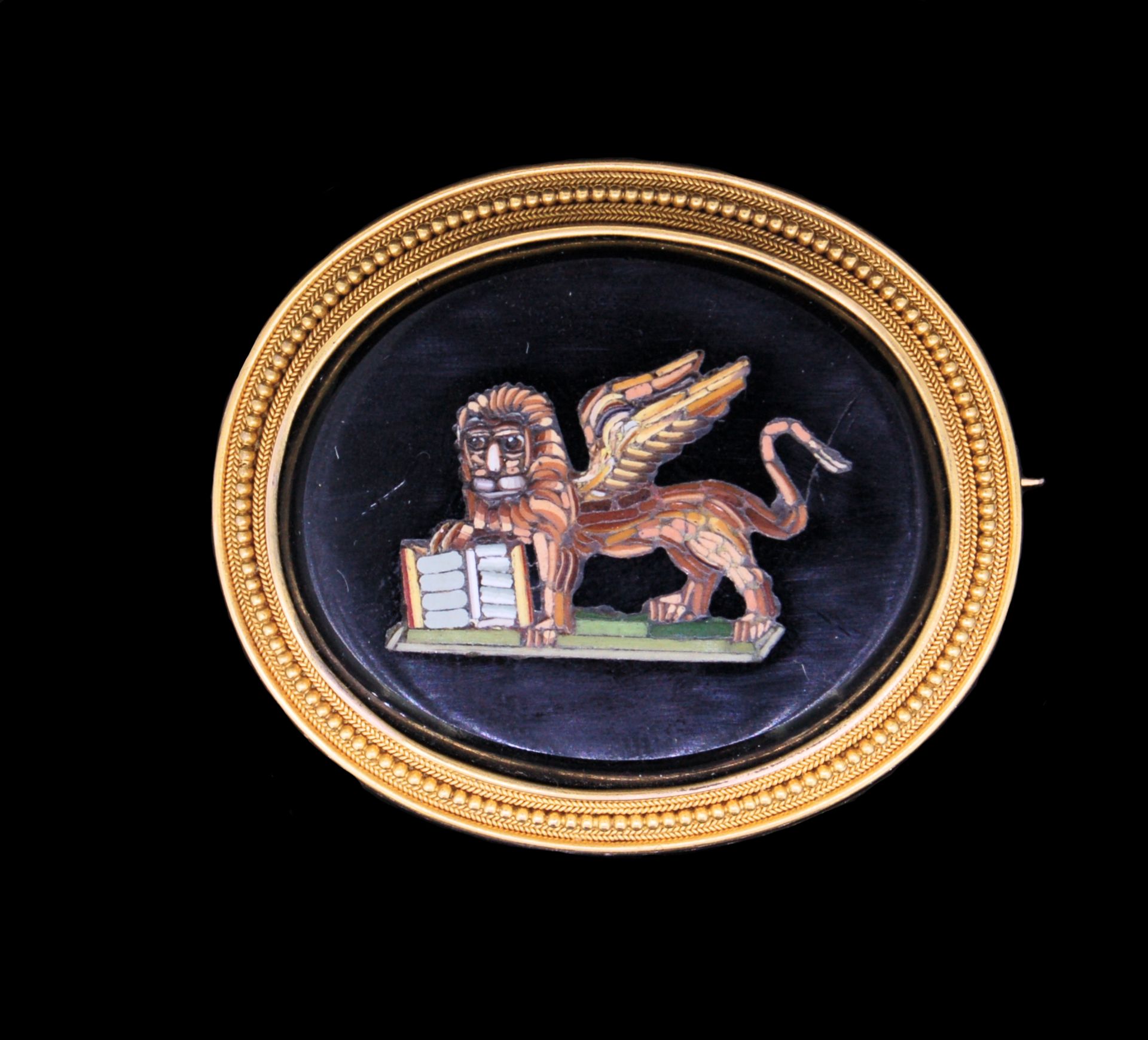 ANTIQUE MICROMOSAIC BROOCH, VENETIAN LION - Image 2 of 3
