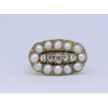 ANTIQUE PEARL AND DIAMOND RING