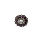 ANTIQUE VICTORIAN PEARL AND GARNET BROOCH