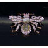 ANTIQUE DIAMOND AND GEM SET FLY BROOCH