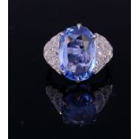 IMPORTANT 8.46 ct. CEYLON SAPPHIRE AND DIAMOND RING