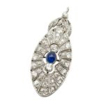 A SAPPHIRE AND DIAMOND PENDANT