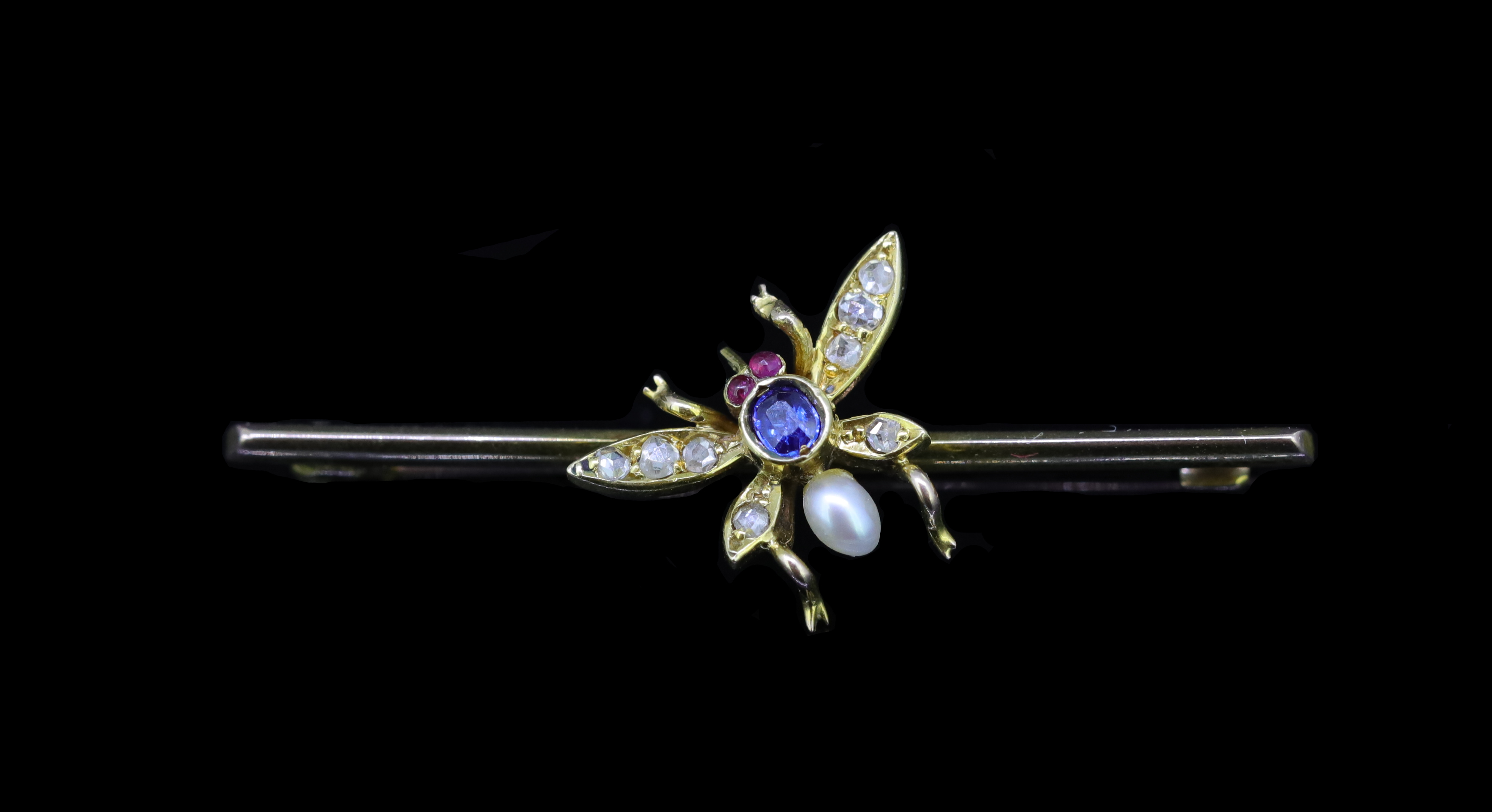 GEM SET FLY BAR BROOCH