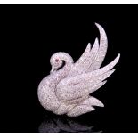 DIAMOND AND RUBY SWAN BROOCH