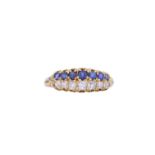 SAPPHIRE AND DIAMOND DOUBLE ROW RING