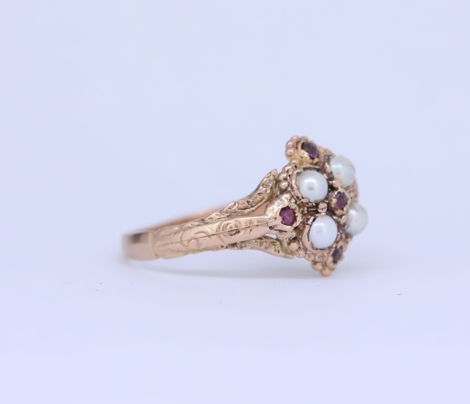 ANTIQUE RUBY AND PEARL RING - Bild 2 aus 4
