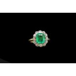 IMPORTANT EMERALD AND DIAMOND CLUSTER RING