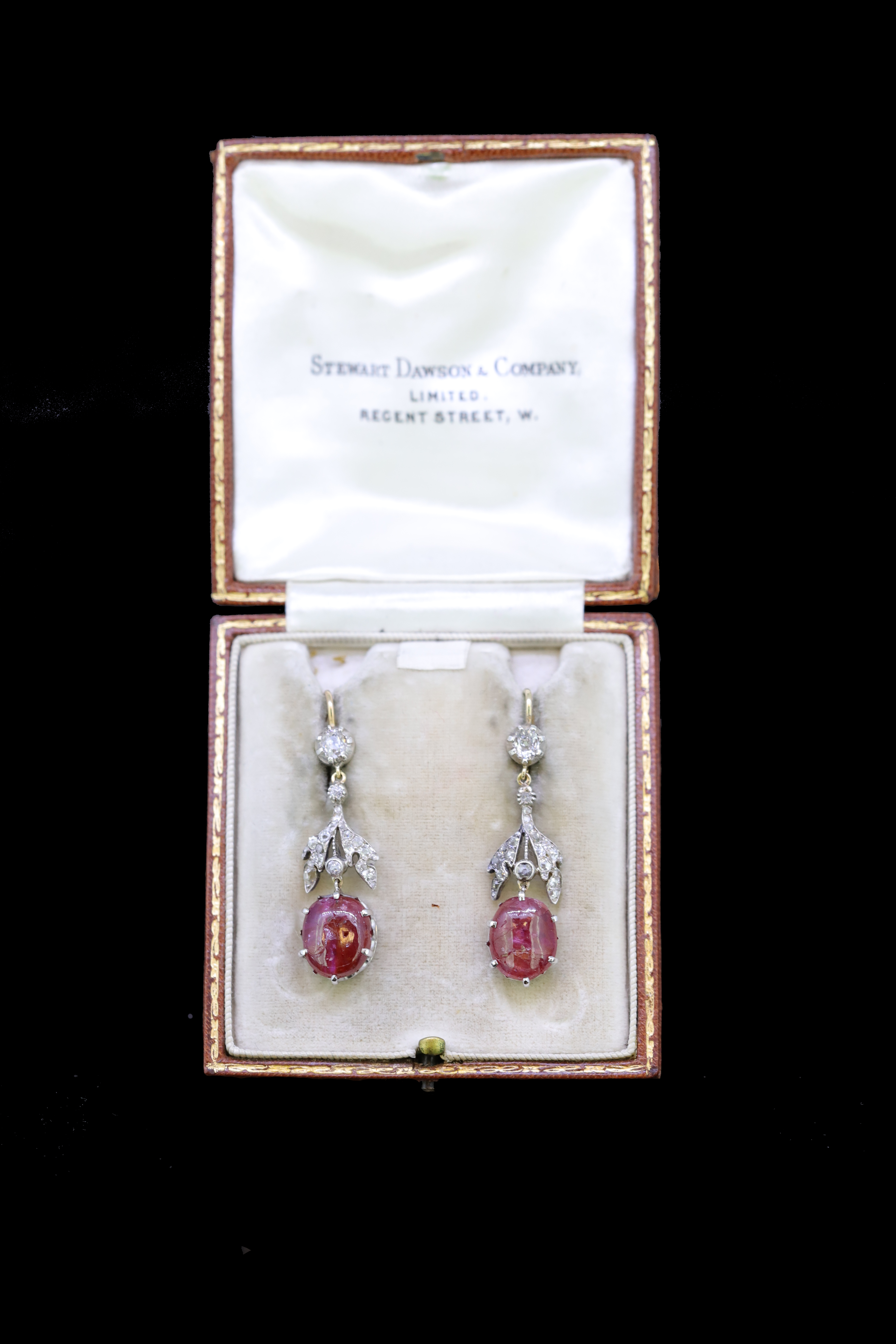 PAIR OF RUBY AND DIAMOND DROP EARRINGS - Image 2 of 2