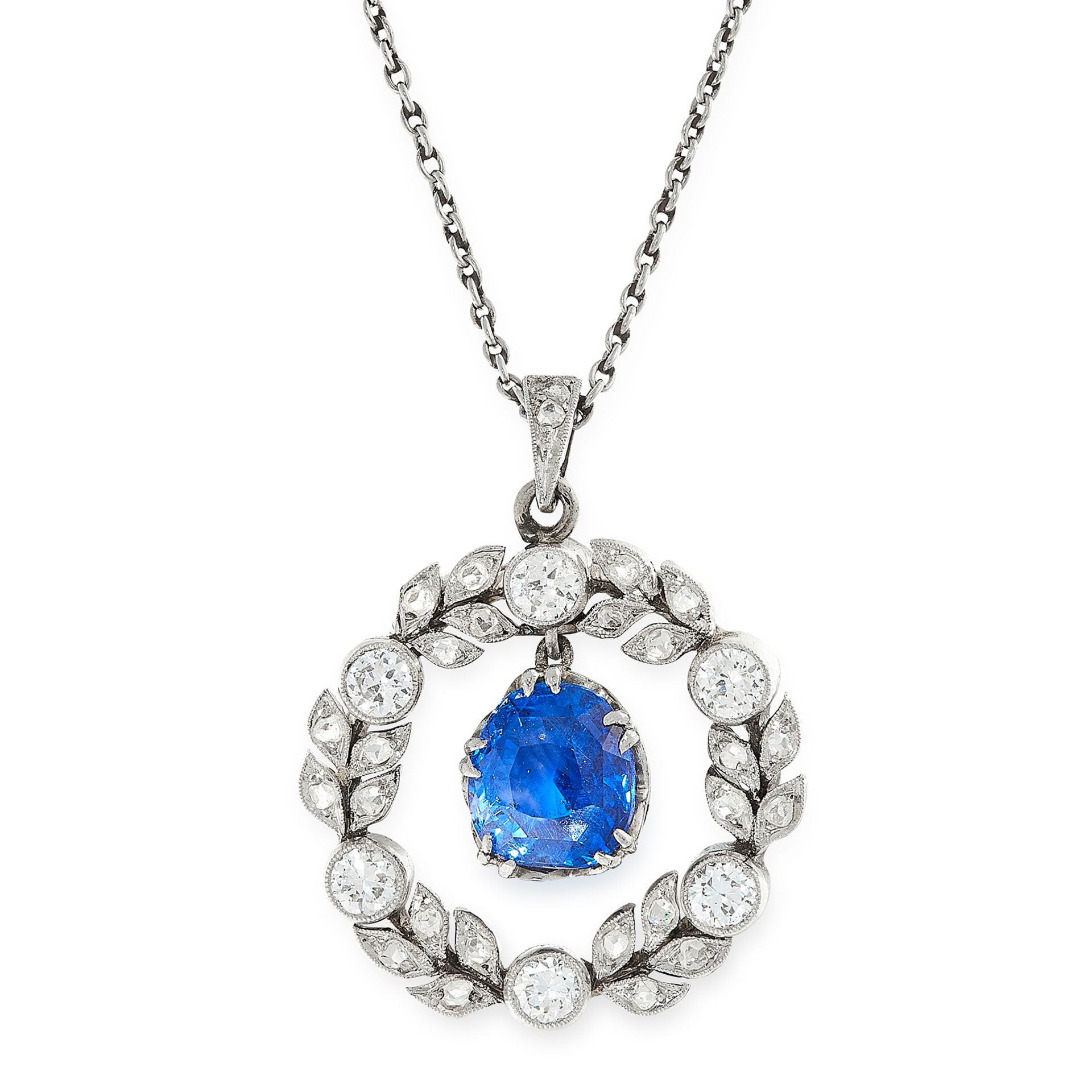 SAPPHIRE AND DIAMOND WREATH PENDANT